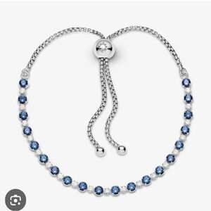 Pandora Tennis Bracelet Blue and Clear in sterling silver